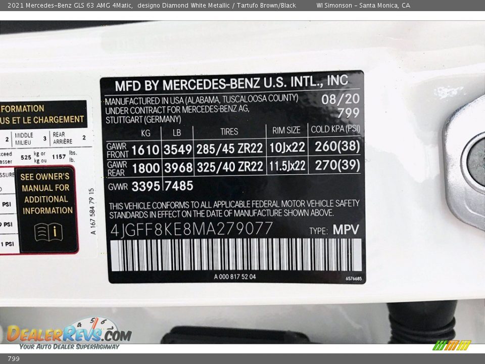 Mercedes-Benz Color Code 799 designo Diamond White Metallic