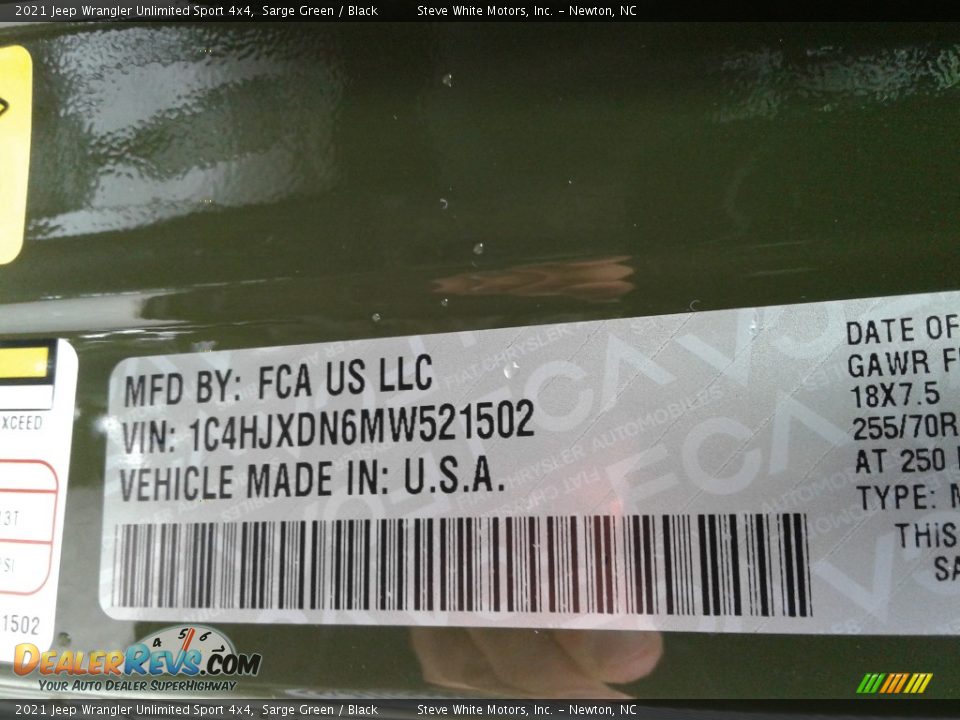 2021 Jeep Wrangler Unlimited Sport 4x4 Sarge Green / Black Photo #30
