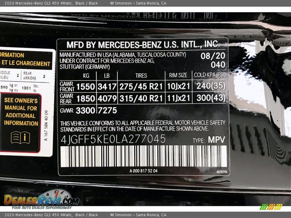 2020 Mercedes-Benz GLS 450 4Matic Black / Black Photo #11