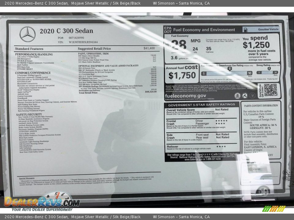 2020 Mercedes-Benz C 300 Sedan Mojave Silver Metallic / Silk Beige/Black Photo #10