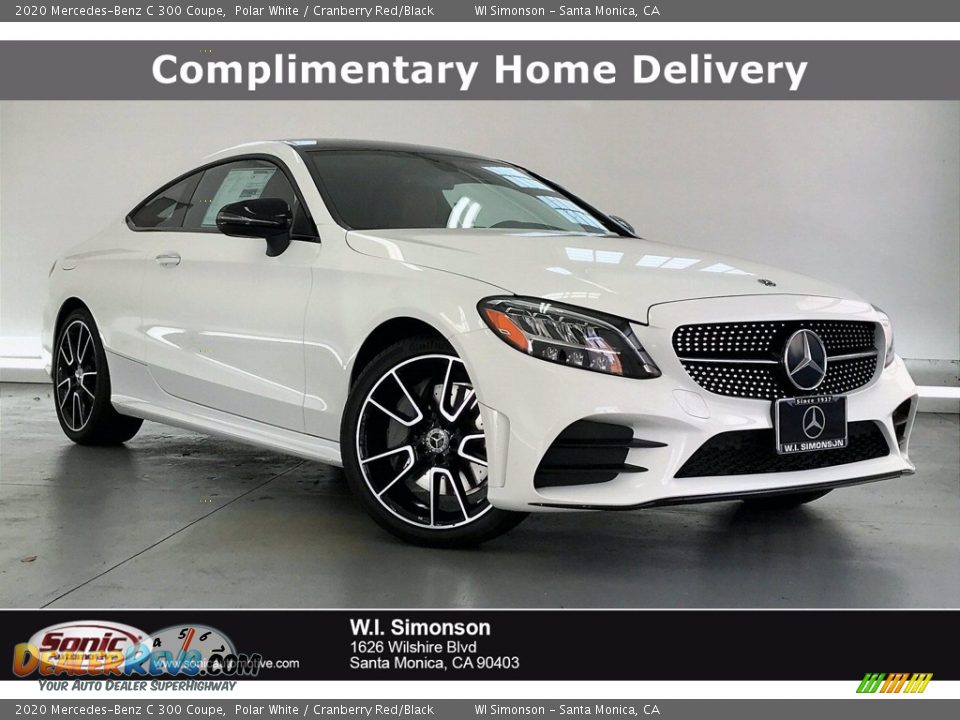 2020 Mercedes-Benz C 300 Coupe Polar White / Cranberry Red/Black Photo #1