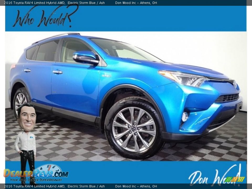 2016 Toyota RAV4 Limited Hybrid AWD Electric Storm Blue / Ash Photo #1