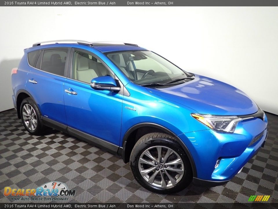 2016 Toyota RAV4 Limited Hybrid AWD Electric Storm Blue / Ash Photo #2