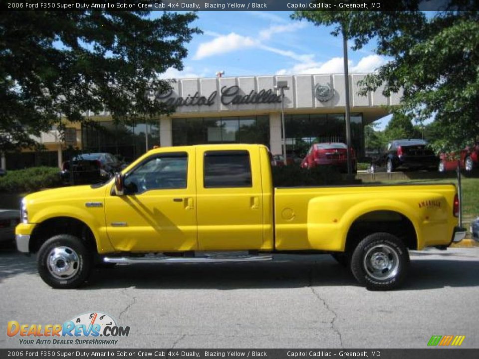 2006 Ford F350 Super Duty Amarillo Edition Crew Cab 4x4 Dually Blazing Yellow / Black Photo #1