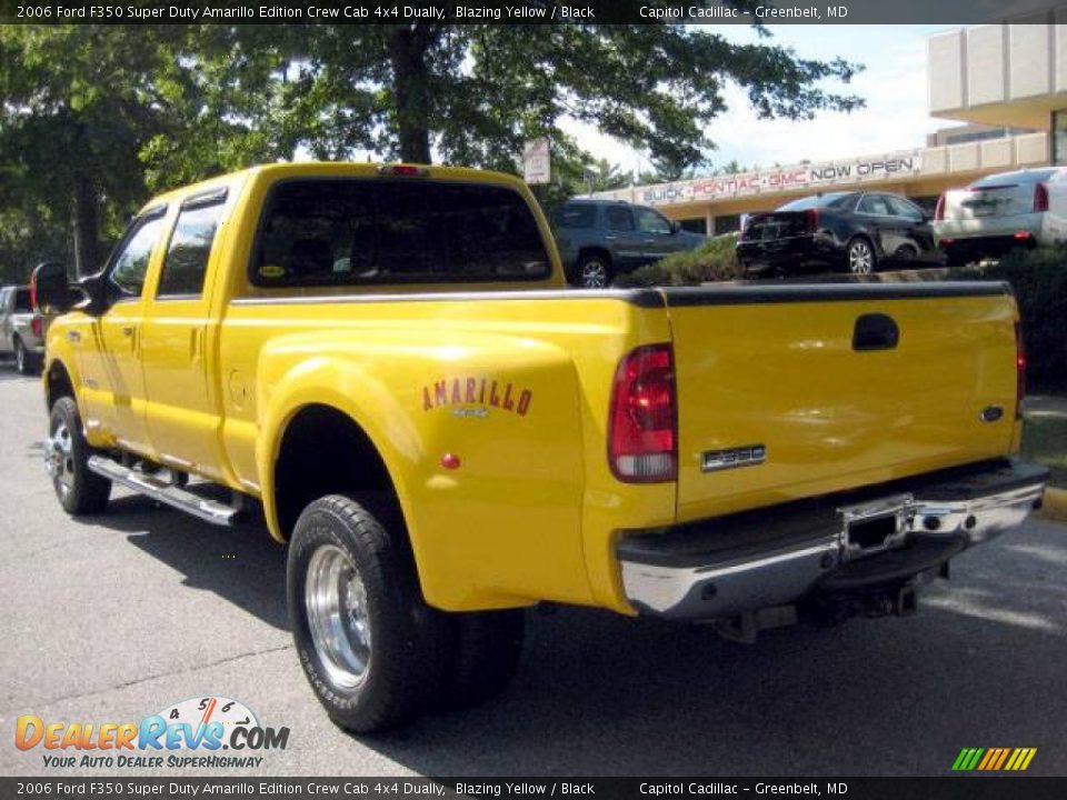 2006 Ford F350 Super Duty Amarillo Edition Crew Cab 4x4 Dually Blazing Yellow / Black Photo #2