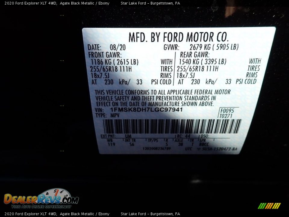 2020 Ford Explorer XLT 4WD Agate Black Metallic / Ebony Photo #16