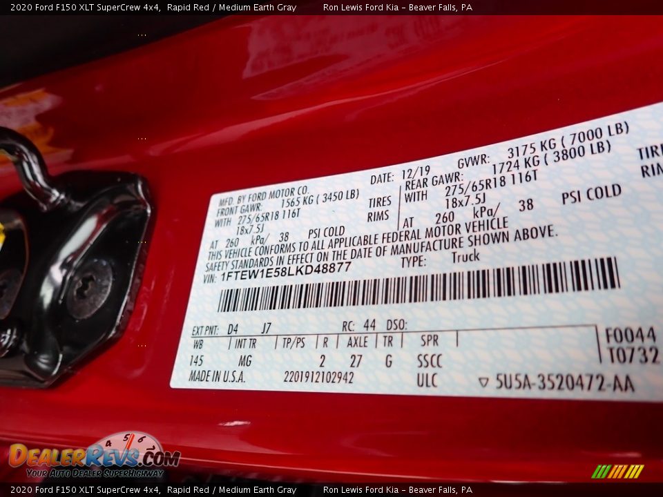 2020 Ford F150 XLT SuperCrew 4x4 Rapid Red / Medium Earth Gray Photo #15