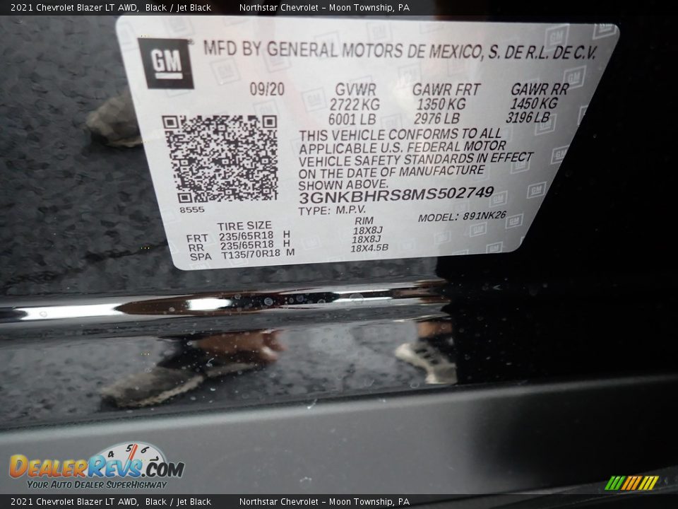 2021 Chevrolet Blazer LT AWD Black / Jet Black Photo #16