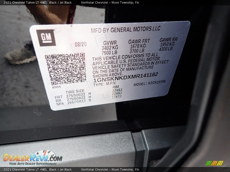 2021 Chevrolet Tahoe LT 4WD Black / Jet Black Photo #13