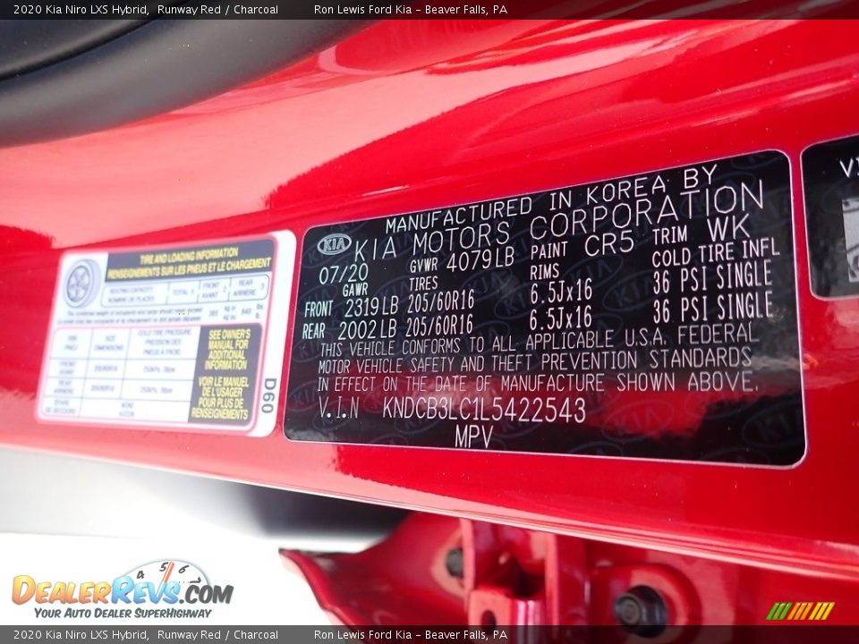 2020 Kia Niro LXS Hybrid Runway Red / Charcoal Photo #15