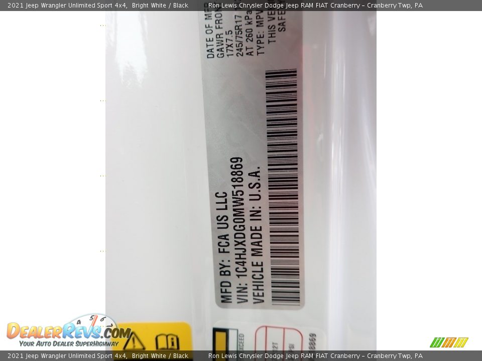 2021 Jeep Wrangler Unlimited Sport 4x4 Bright White / Black Photo #11