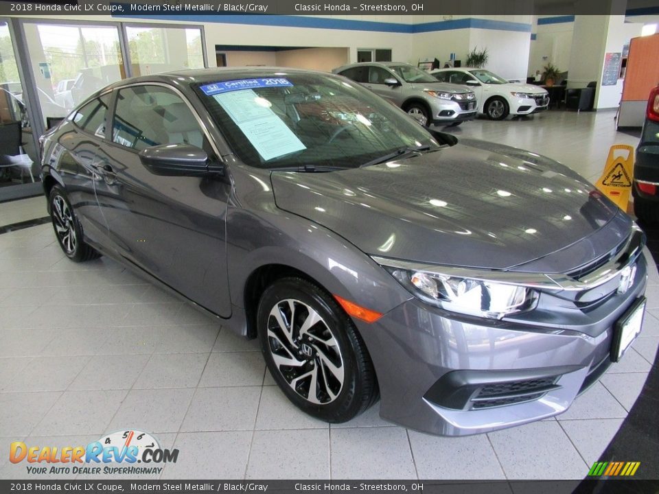 2018 Honda Civic LX Coupe Modern Steel Metallic / Black/Gray Photo #3