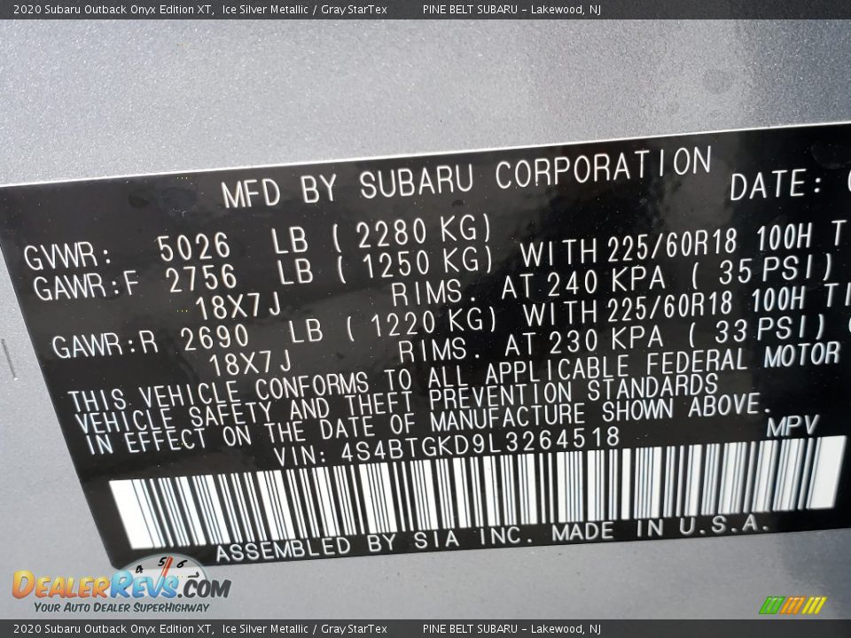 2020 Subaru Outback Onyx Edition XT Ice Silver Metallic / Gray StarTex Photo #14