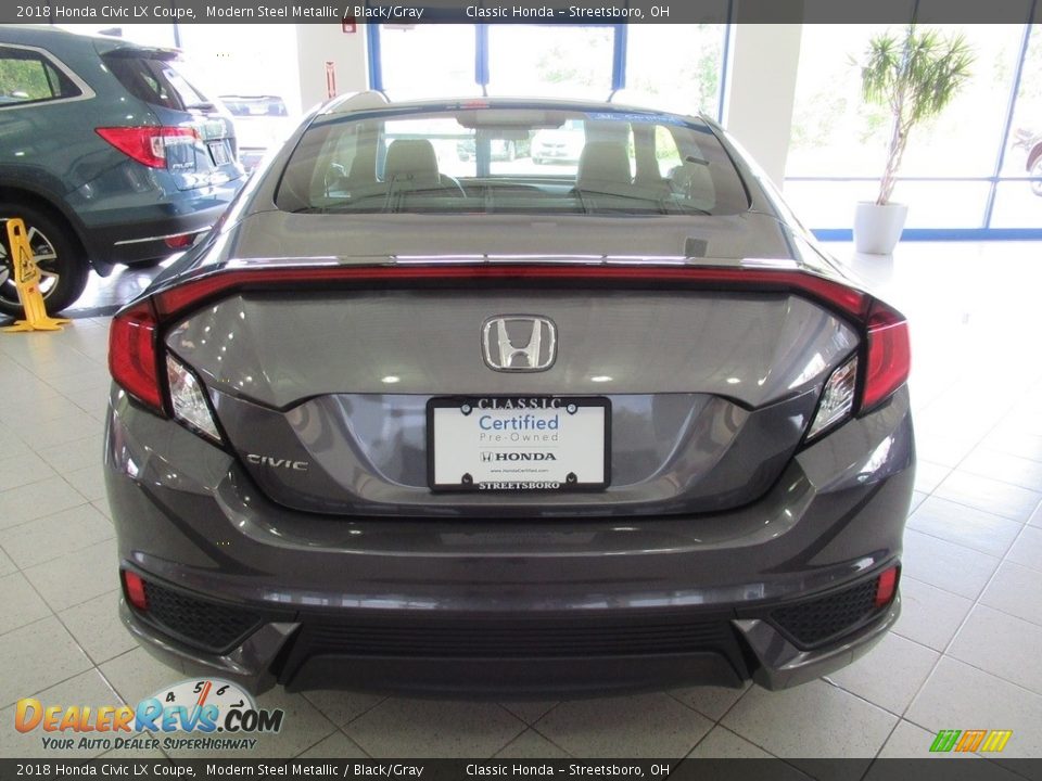 2018 Honda Civic LX Coupe Modern Steel Metallic / Black/Gray Photo #8