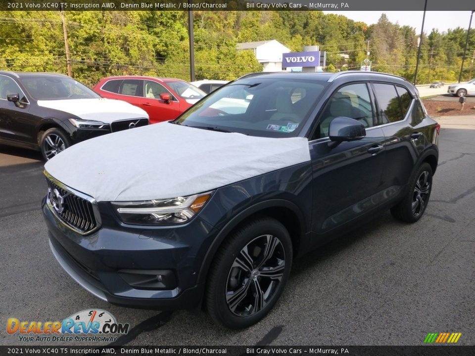 2021 Volvo XC40 T5 Inscription AWD Denim Blue Metallic / Blond/Charcoal Photo #5