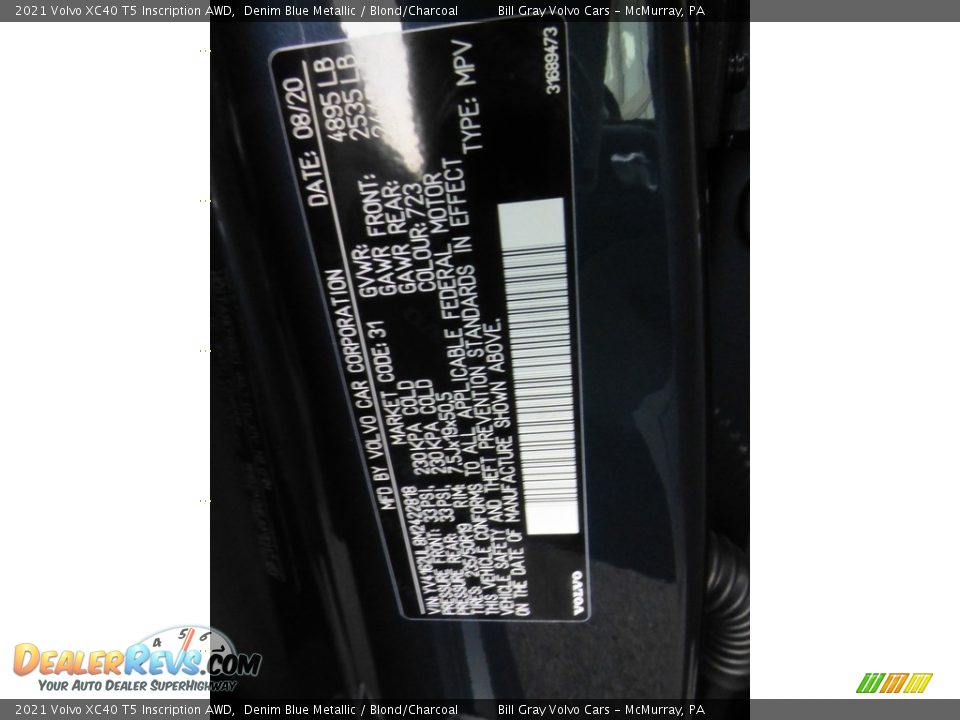 2021 Volvo XC40 T5 Inscription AWD Denim Blue Metallic / Blond/Charcoal Photo #11