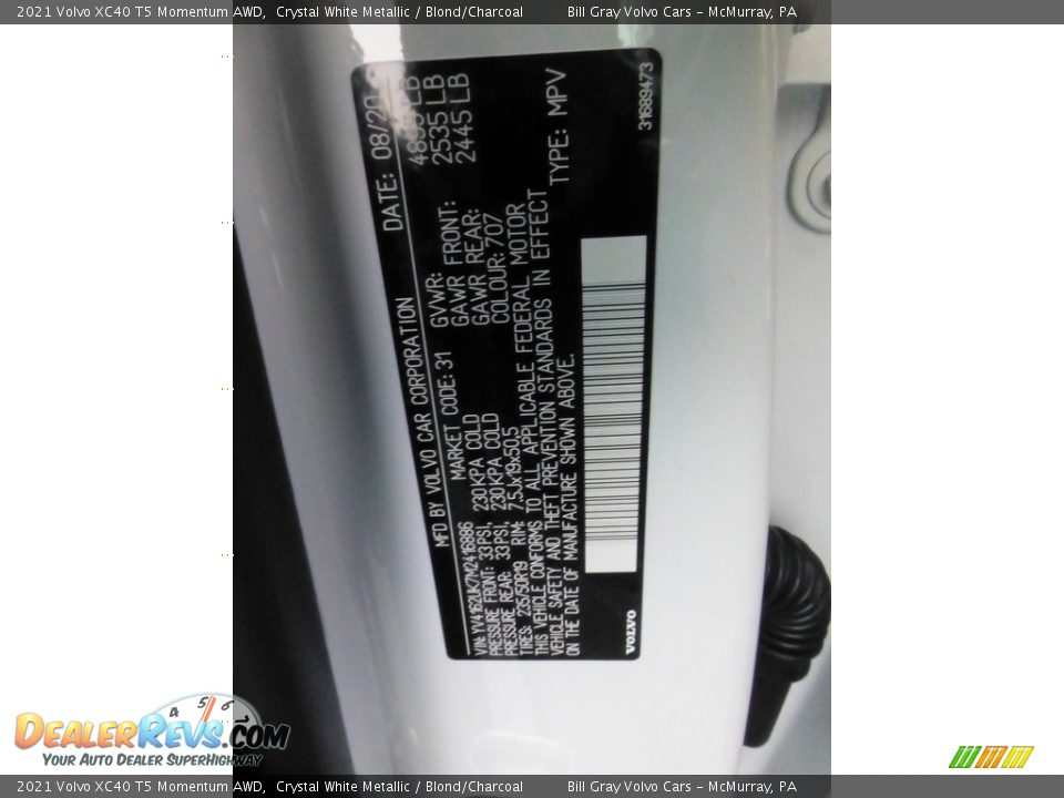2021 Volvo XC40 T5 Momentum AWD Crystal White Metallic / Blond/Charcoal Photo #11