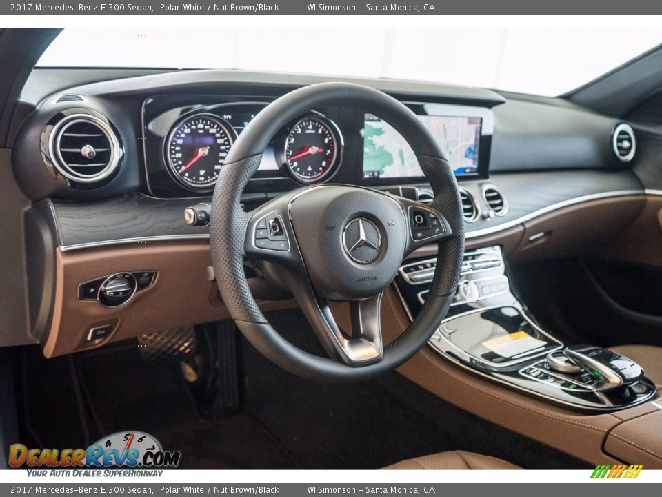 2017 Mercedes-Benz E 300 Sedan Polar White / Nut Brown/Black Photo #6