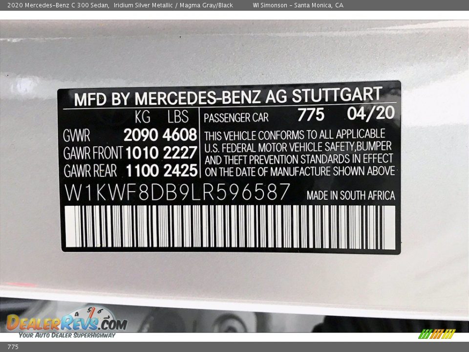 Mercedes-Benz Color Code 775 Iridium Silver Metallic