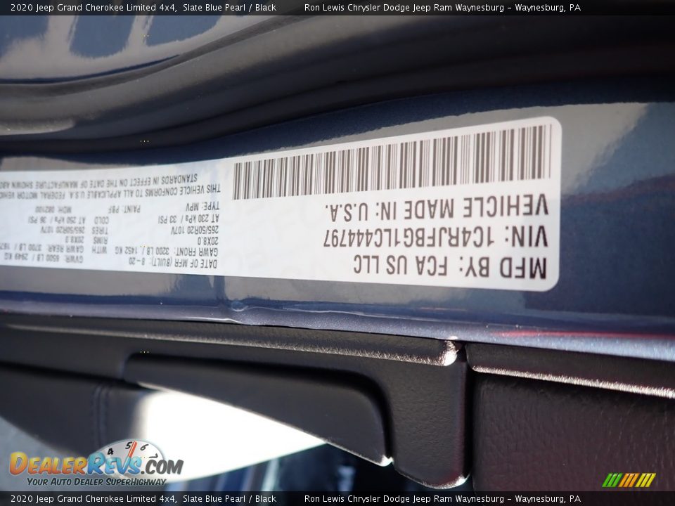 2020 Jeep Grand Cherokee Limited 4x4 Slate Blue Pearl / Black Photo #15