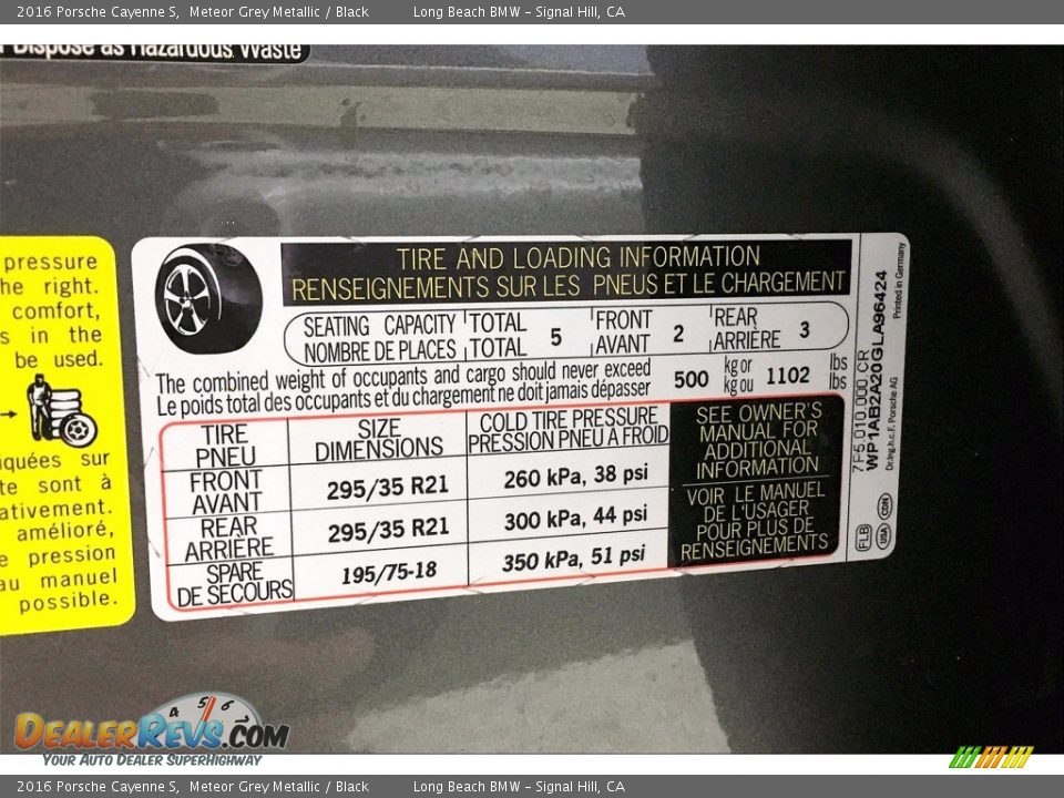 2016 Porsche Cayenne S Meteor Grey Metallic / Black Photo #36