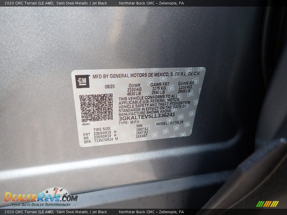 2020 GMC Terrain SLE AWD Satin Steel Metallic / Jet Black Photo #11