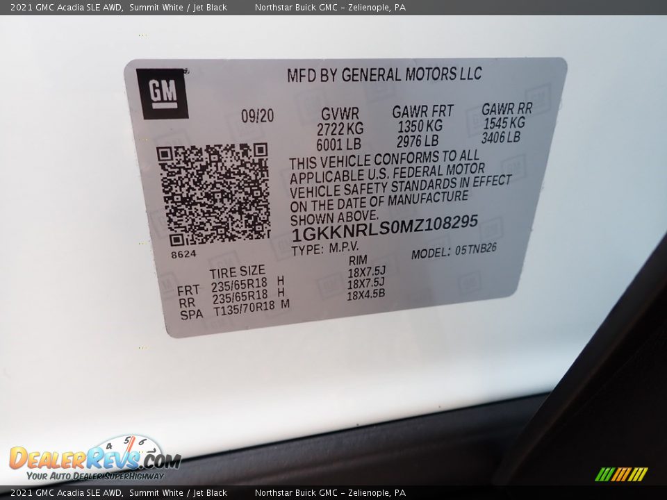 2021 GMC Acadia SLE AWD Summit White / Jet Black Photo #11