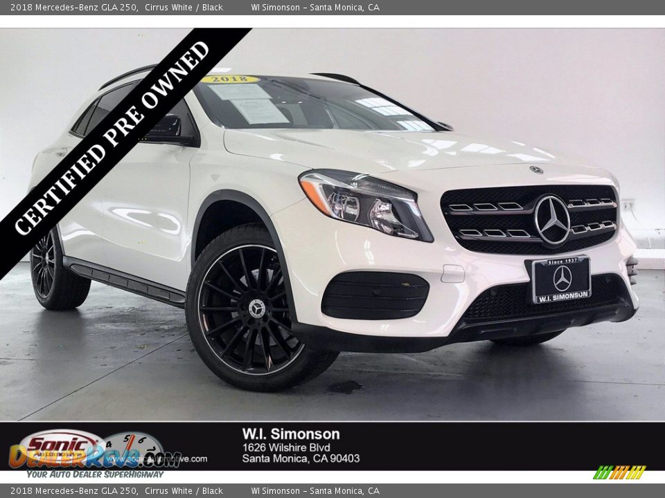 2018 Mercedes-Benz GLA 250 Cirrus White / Black Photo #1