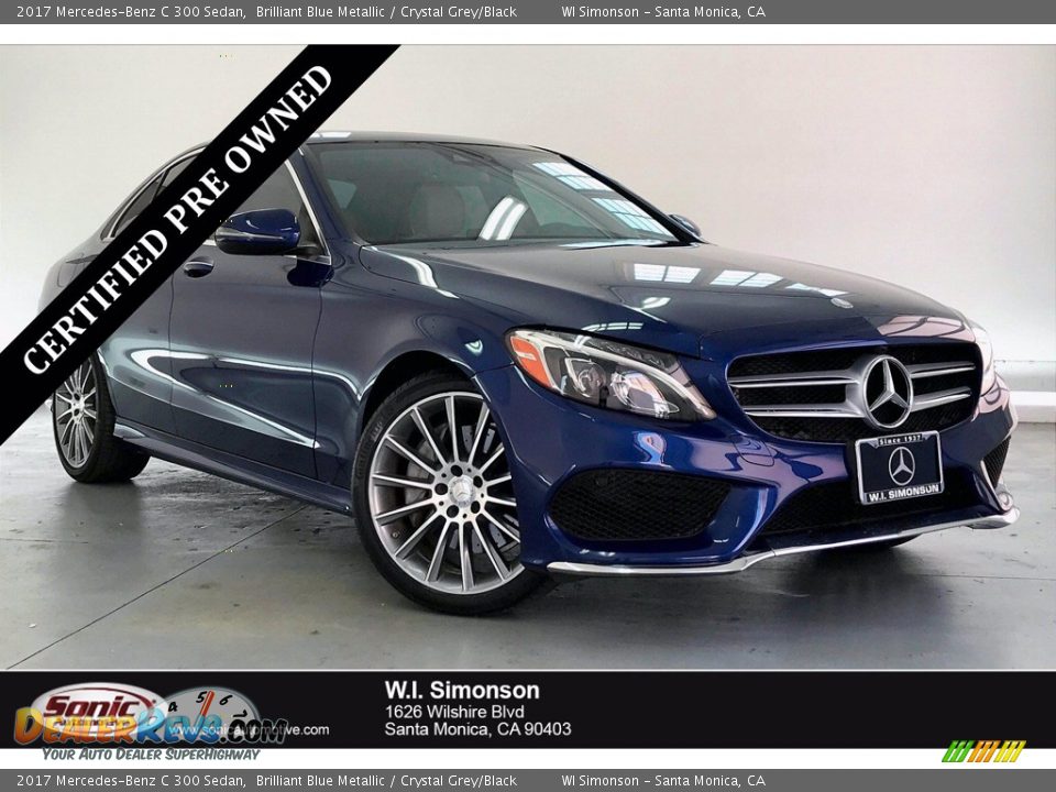 2017 Mercedes-Benz C 300 Sedan Brilliant Blue Metallic / Crystal Grey/Black Photo #1