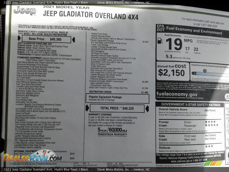 2021 Jeep Gladiator Overland 4x4 Hydro Blue Pearl / Black Photo #30