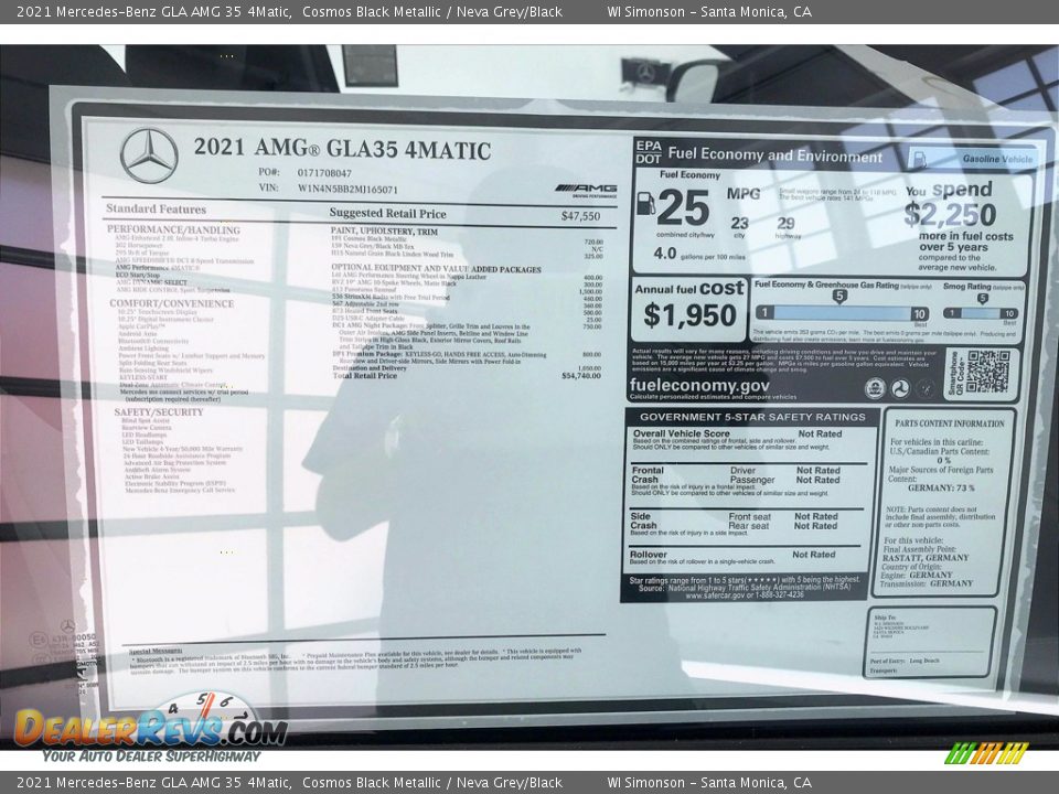 2021 Mercedes-Benz GLA AMG 35 4Matic Cosmos Black Metallic / Neva Grey/Black Photo #10
