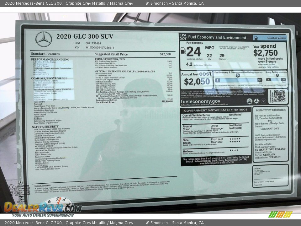 2020 Mercedes-Benz GLC 300 Graphite Grey Metallic / Magma Grey Photo #10