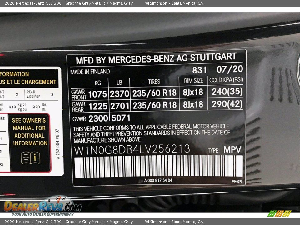 2020 Mercedes-Benz GLC 300 Graphite Grey Metallic / Magma Grey Photo #11