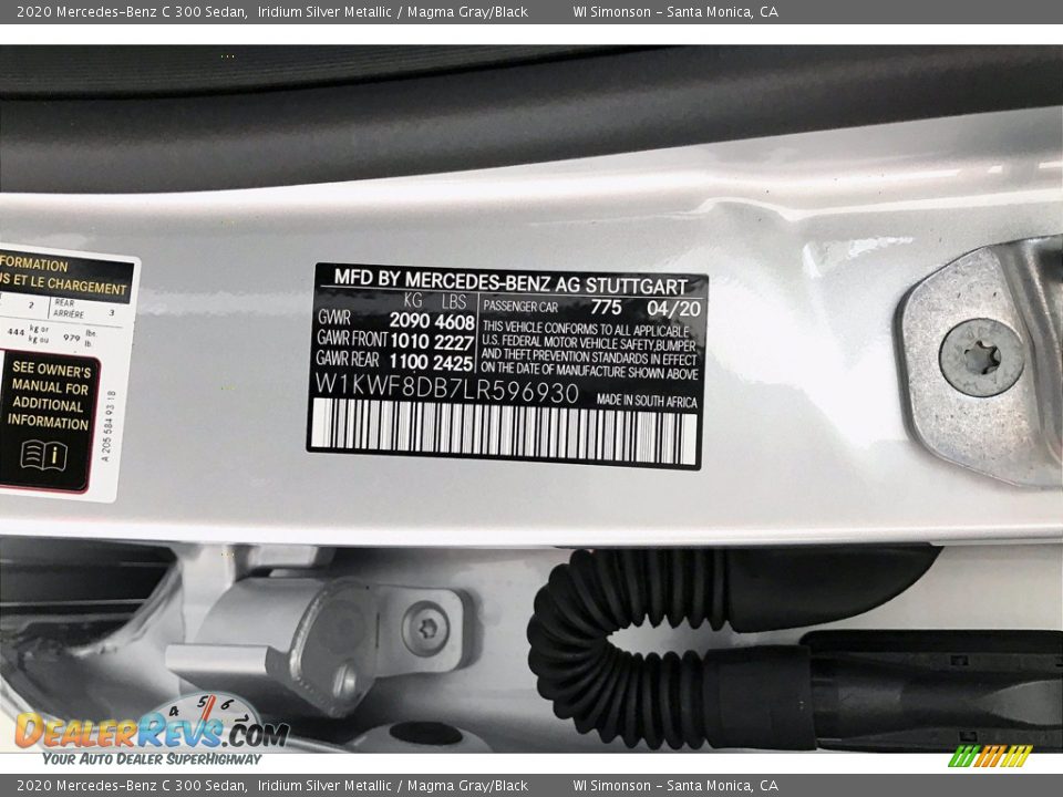 2020 Mercedes-Benz C 300 Sedan Iridium Silver Metallic / Magma Gray/Black Photo #11