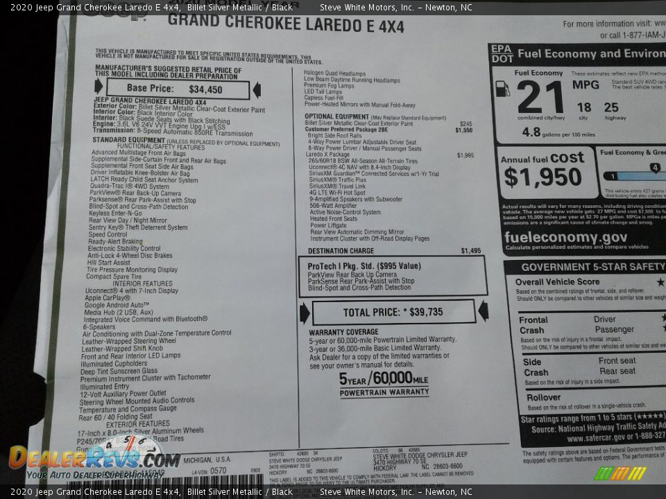 2020 Jeep Grand Cherokee Laredo E 4x4 Billet Silver Metallic / Black Photo #30