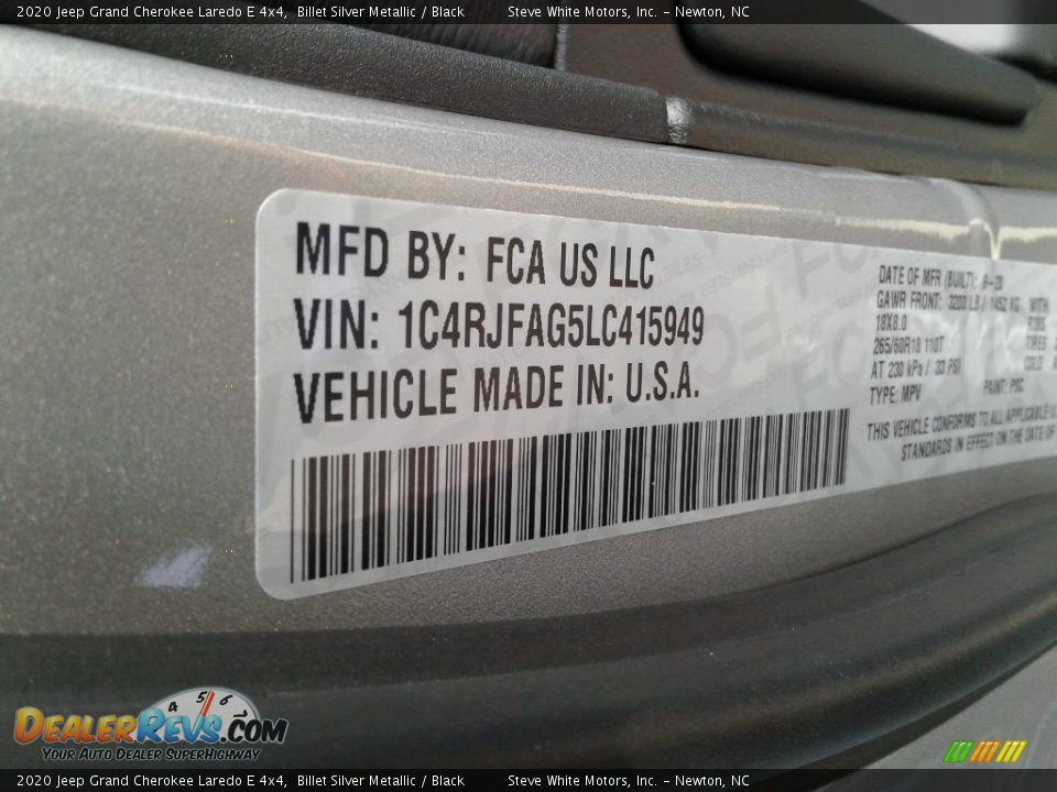 2020 Jeep Grand Cherokee Laredo E 4x4 Billet Silver Metallic / Black Photo #32
