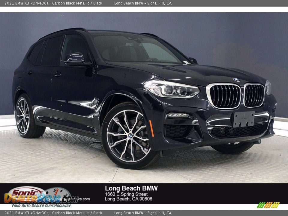 2021 BMW X3 xDrive30e Carbon Black Metallic / Black Photo #1