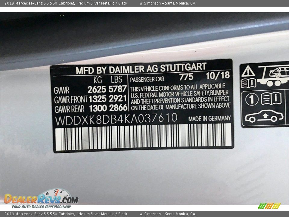 2019 Mercedes-Benz S S 560 Cabriolet Iridium Silver Metallic / Black Photo #24