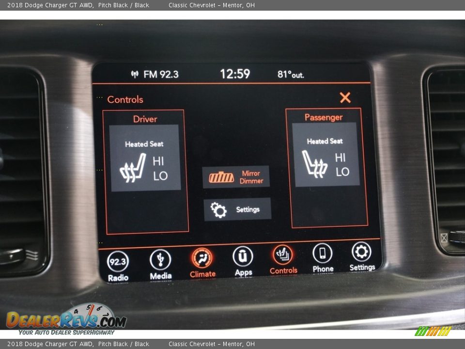 2018 Dodge Charger GT AWD Pitch Black / Black Photo #10