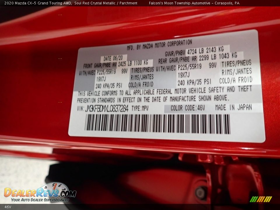 Mazda Color Code 46V Soul Red Crystal Metallic