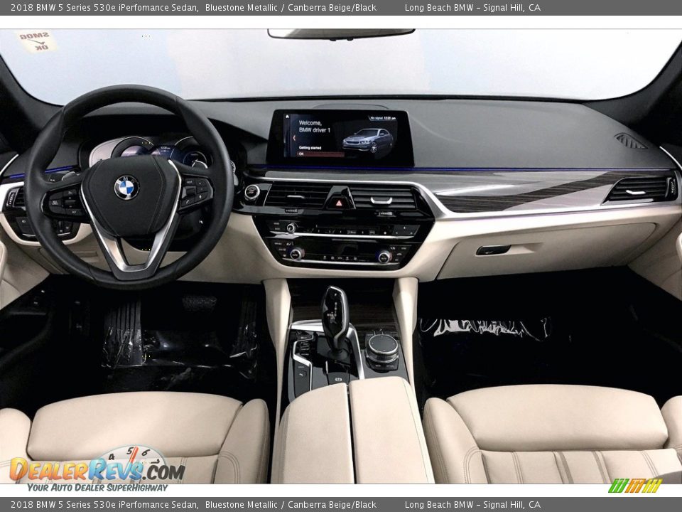 2018 BMW 5 Series 530e iPerfomance Sedan Bluestone Metallic / Canberra Beige/Black Photo #15