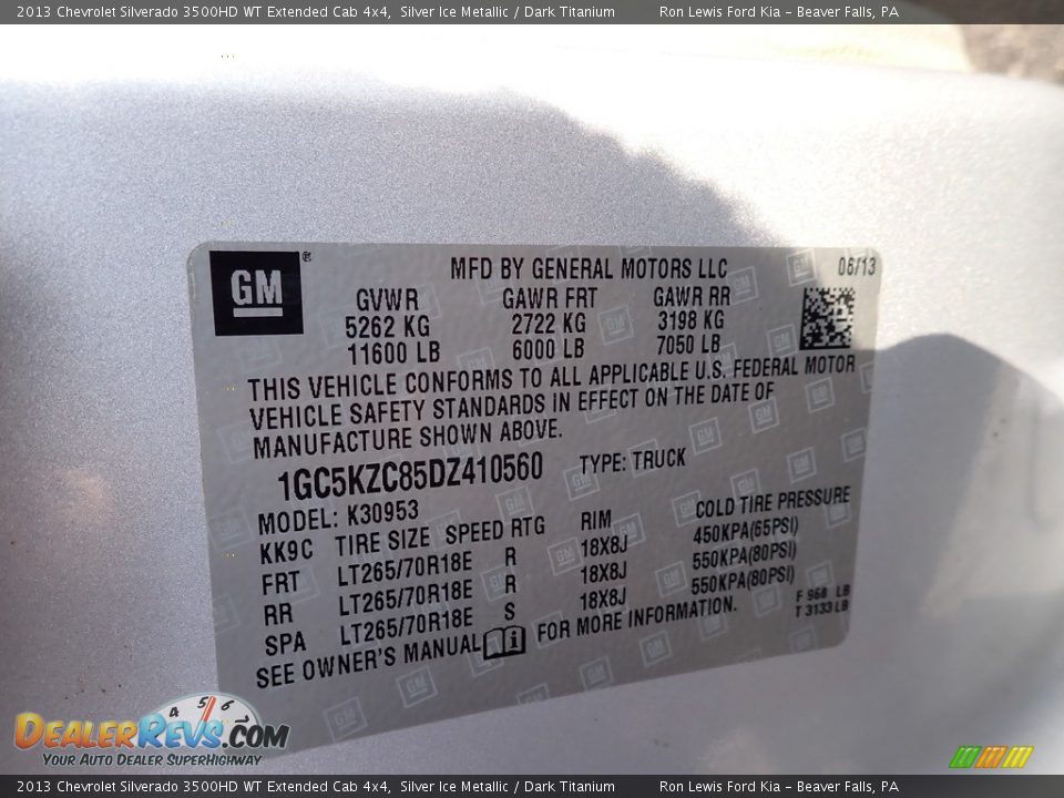 2013 Chevrolet Silverado 3500HD WT Extended Cab 4x4 Silver Ice Metallic / Dark Titanium Photo #14