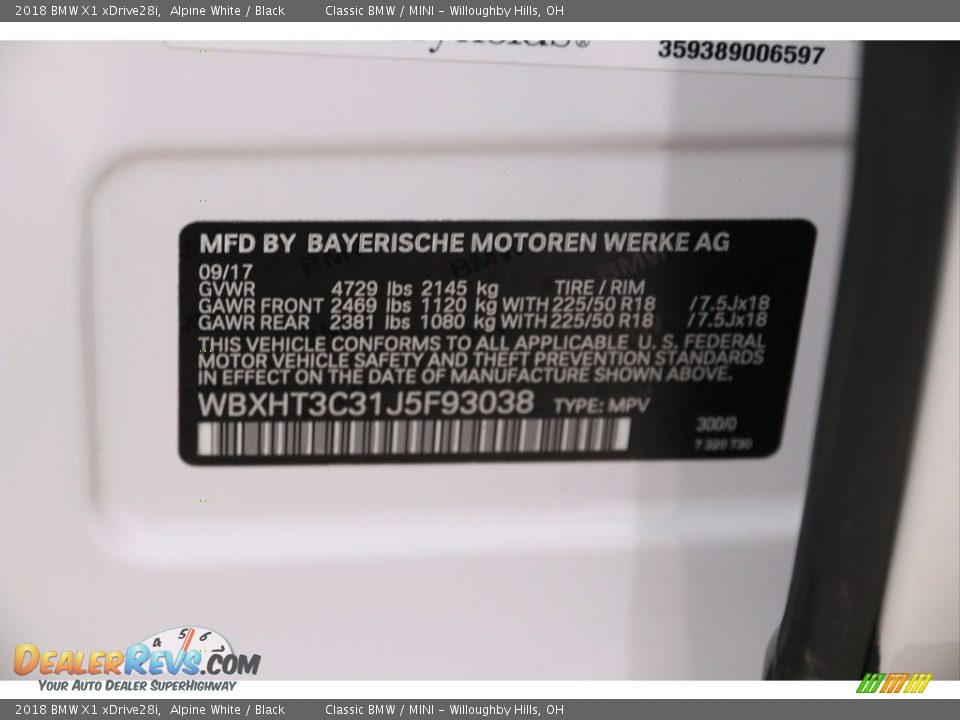 2018 BMW X1 xDrive28i Alpine White / Black Photo #28