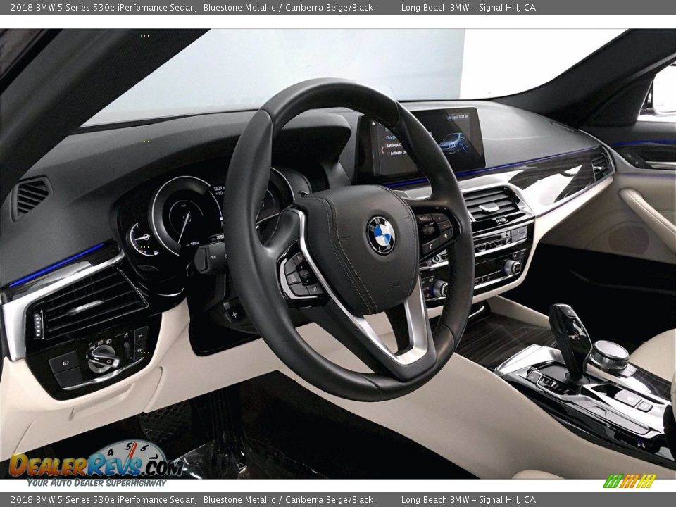 2018 BMW 5 Series 530e iPerfomance Sedan Bluestone Metallic / Canberra Beige/Black Photo #21