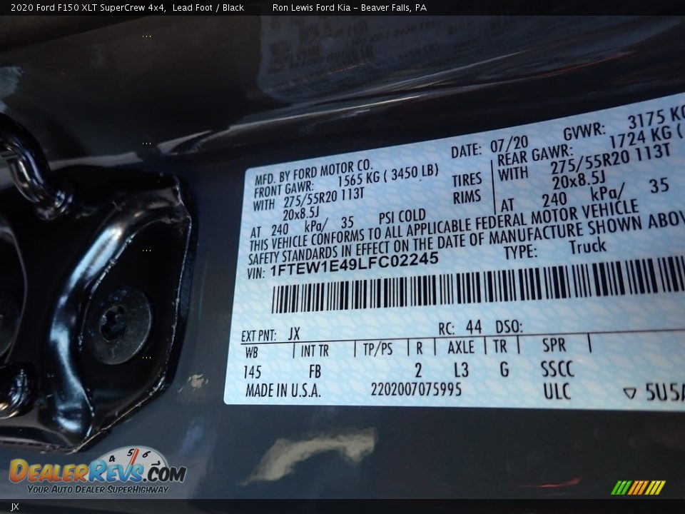 Ford Color Code JX Lead Foot