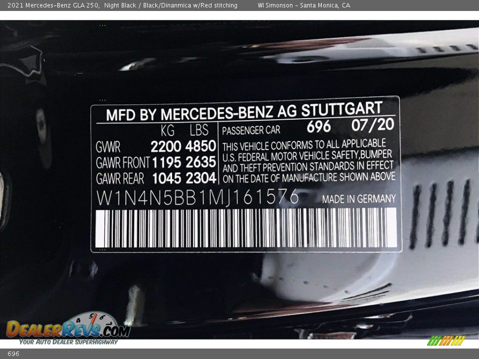 Mercedes-Benz Color Code 696 Night Black