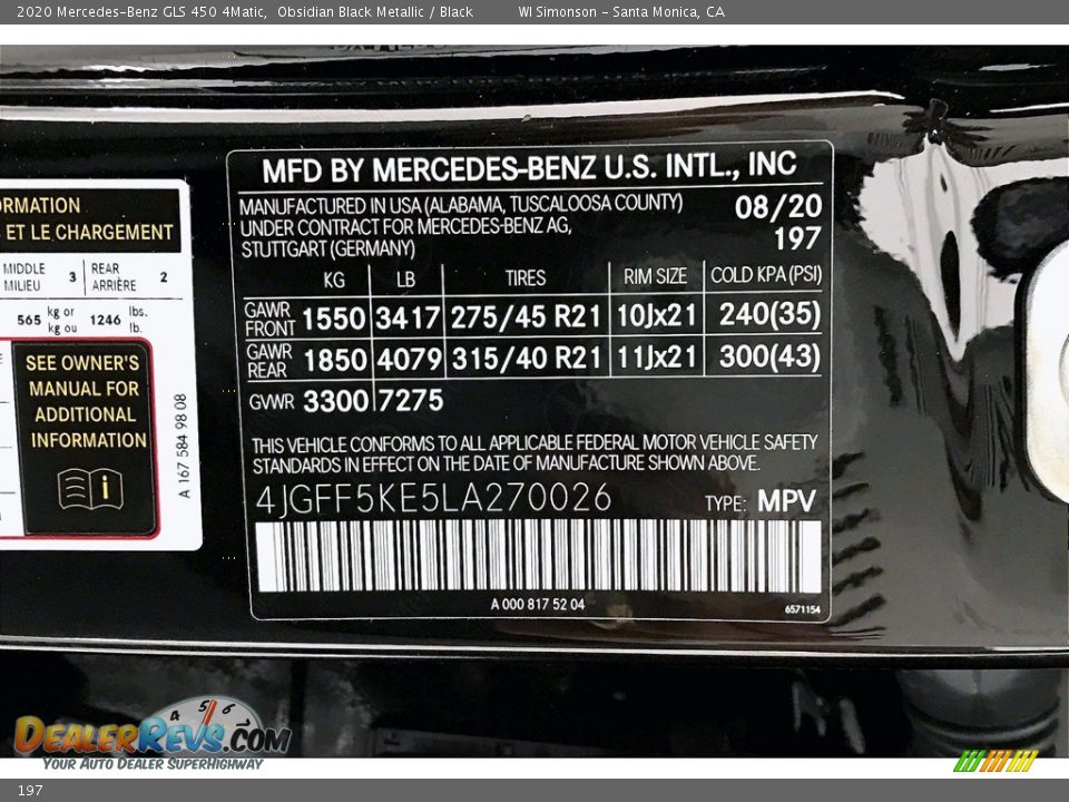 Mercedes-Benz Color Code 197 Obsidian Black Metallic