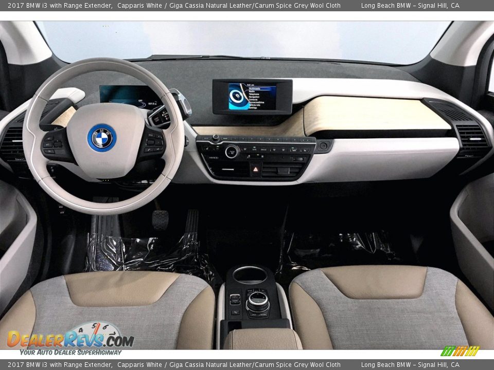 2017 BMW i3 with Range Extender Capparis White / Giga Cassia Natural Leather/Carum Spice Grey Wool Cloth Photo #15