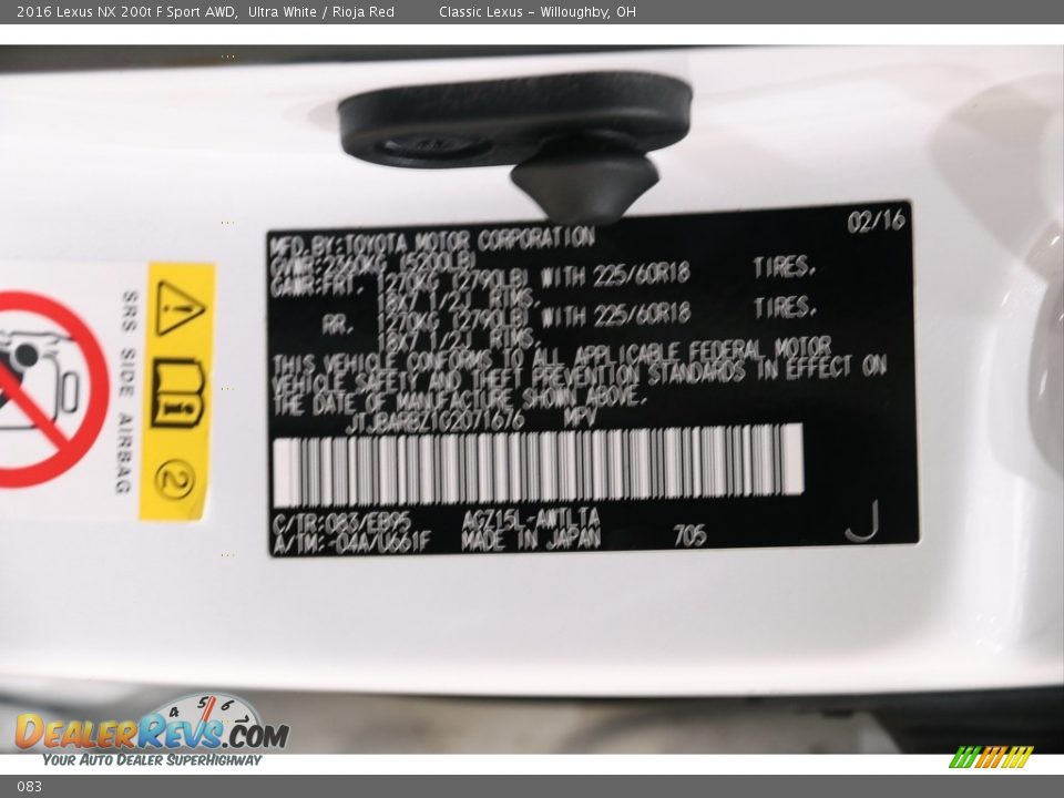 Lexus Color Code 083 Ultra White