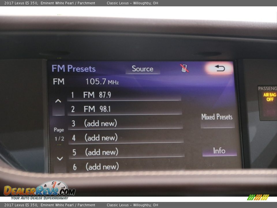 2017 Lexus ES 350 Eminent White Pearl / Parchment Photo #14